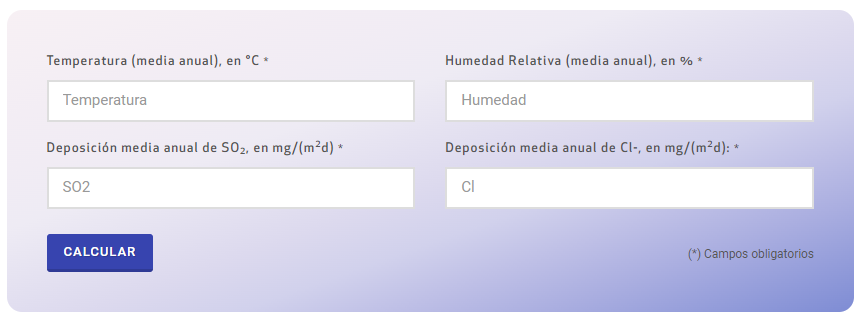 calculador de categoría de corrosión ambiental