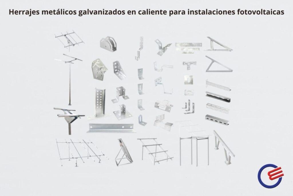 Herrajes metálicos para instalaciones fotovoltaicas de Elementos de Sujeción Galvanizados