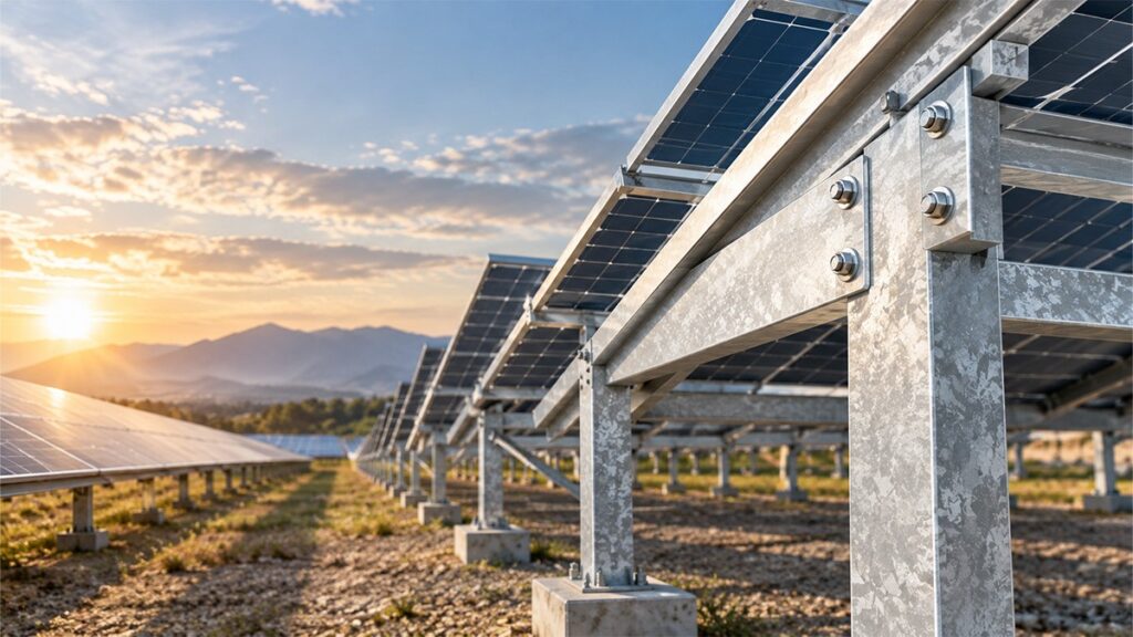 Estructuras en de acero galvanizado resistentes a la corrosión en una instalación fotovoltaica