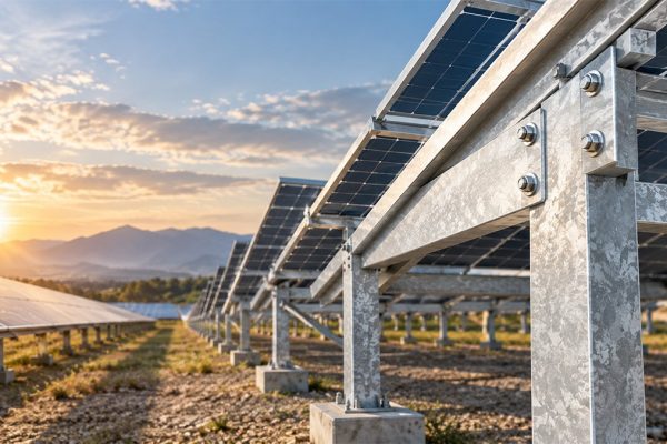 Estructuras en de acero galvanizado resistentes a la corrosión en una instalación fotovoltaica