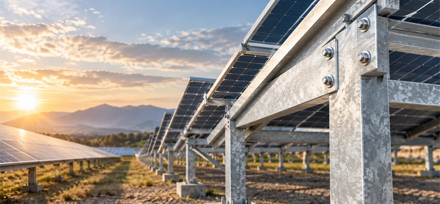 Estructuras en de acero galvanizado resistentes a la corrosión en una instalación fotovoltaica